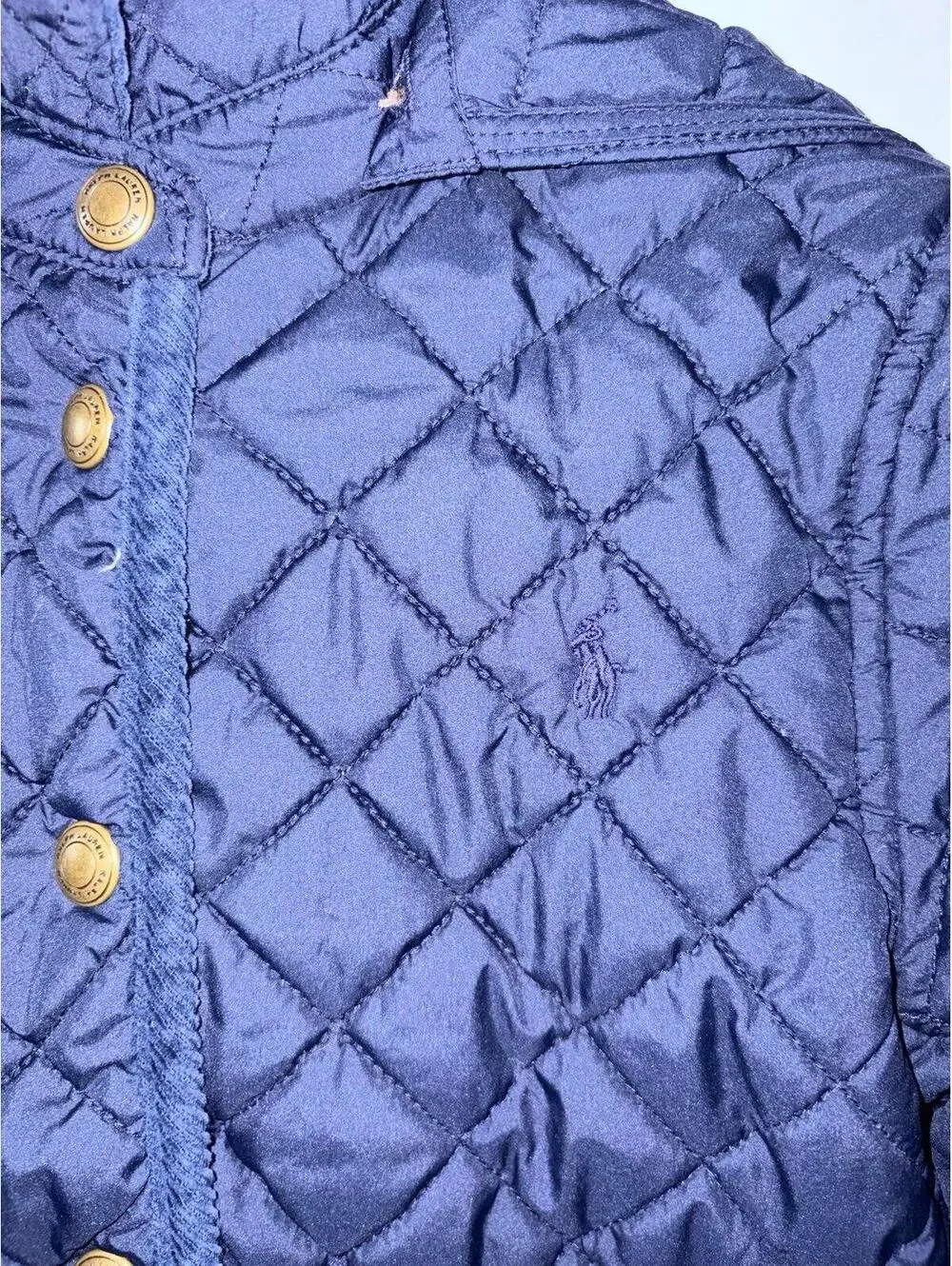 Polo Ralph Lauren Quilted hooded Jacket Snap Buttons Blue - Kids size 6x